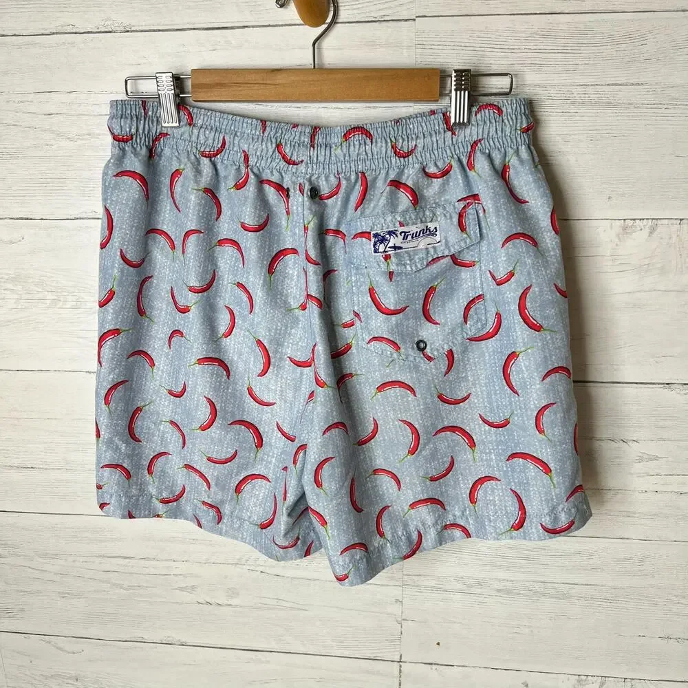Trunks Surf & Swim Co. Swim Shorts Mens Size L/G Blue Red Hot Chili Pepper